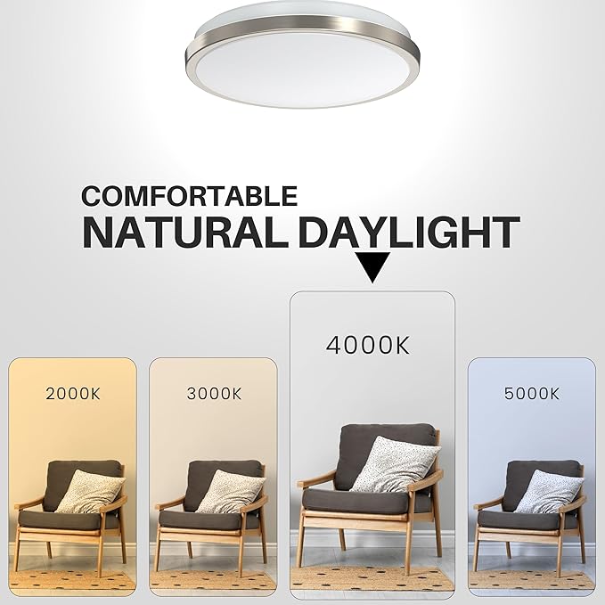 DYMOND LED Ceiling Light Flush Mount 10 Inches Ceiling Light Fixture Dimmable for Bathroom, Kitchen, Laundry Room (4000K Natural Daylight, 10 inches)