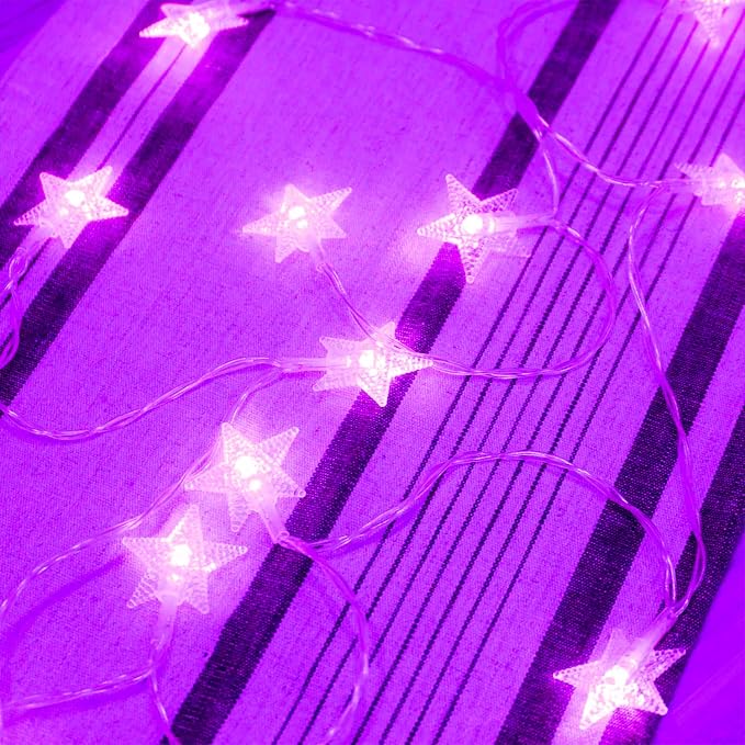 ITICdecor Star Lights 15 FT 30 LED Battery Operated Indoor & Outdoor Twinkle Fairy String Lights for Xmas Tree (Purple)