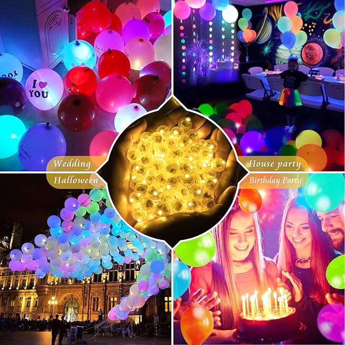 200pcs Balloon Lights Warm White Mini LED Lights Round Long Standby Time Multicolor Ball Lamps Paper Lantern for Easter Birthday Party Christmas Halloween Decoration