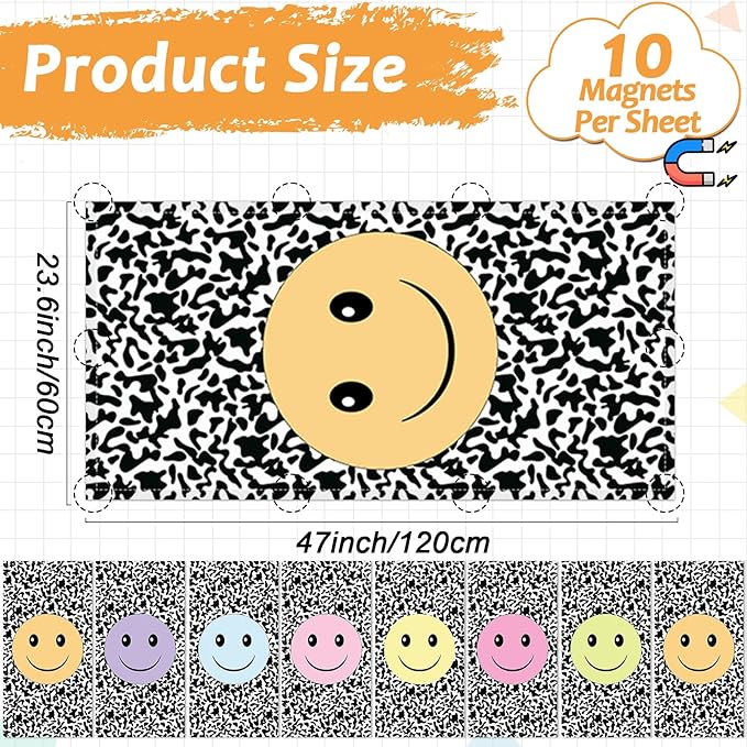 Wiooffen 8 Pcs Smile Face Fluorescent Light Cover with 80 Magnets Decorative for Classroom Ceiling Light 4x2 Feet Magnetic Filter Easy Install for Office Hospitals Drop Ceiling Supplies (Pastel Color)