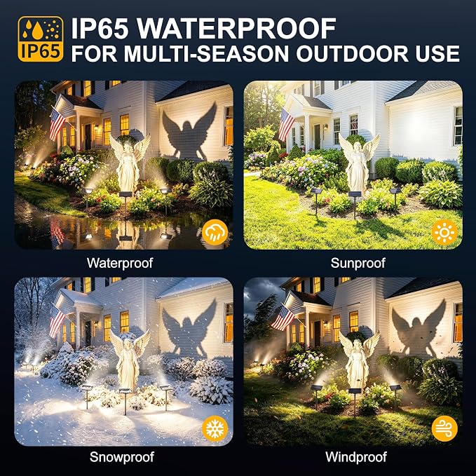 Large Solar Spot Lights Outdoor Motion Sensor 6 Pack,2 Modes Waterproof Landscape Lighting for Yard Garden Pathway,2-in-1 Wall&Spot LED Lights with 360° Adjustable Dual Heads(Warm Light)