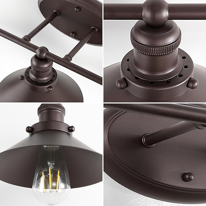 JONATHAN Y 46" Oil Rubbed Bronze 5-Light Industrial Farmhouse Metal Vanity Light Wall Sconce, Metal Shade for Bathroom Mirror, Kitchen, Entryway, LED Bulb Included (JYL7905A)