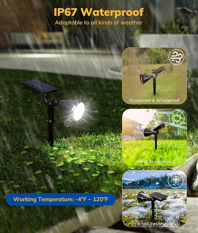 NBKLS Solar Spot Lights for Outside, 21 LED Outdoor Solar Lights for Yard, 4 Pack Solar Spotlights Waterproof Auto On/Off for Landscape, Wall, Garden, Pool, Tree, Pathway and Driveway(White)
