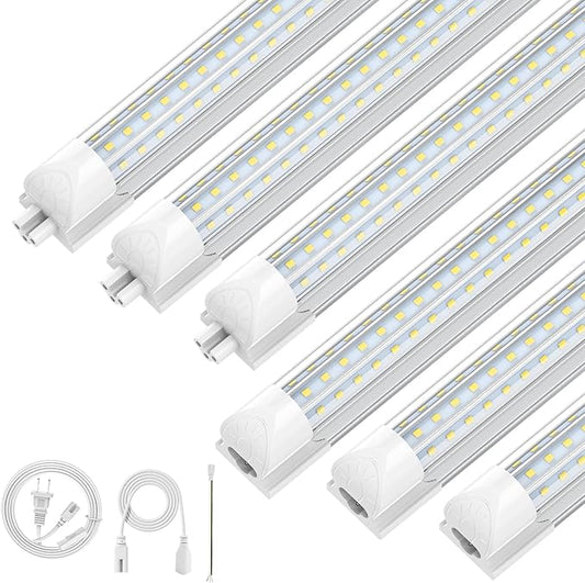 CNSUNWAY Led Shop Lights, 4FT LED Light 50W 7500LM 6500K Daylight White, D Shape Garage Light, Linkable Clear Cover T8 Integrated for Garage Workshop Workbench, ETL Listed(6-Pack)