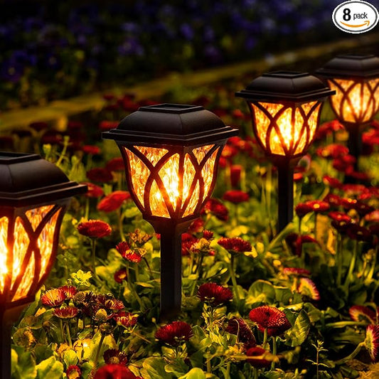 GIGALUMI Solar Lights Outdoor Waterproof, LED Solar Garden Lights, Outdoor Decorations, Garden Decor for Yard, Patio, Landscape, Planter, Walkway