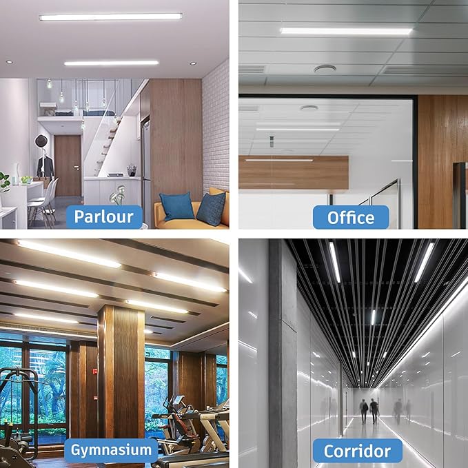 KILIPOL 4FT LED Batten Light, Ceiling Surface Mounted Slim LED Tube Lights, 40W 4000K Neutral White for Office, Shop, Garage, Home, 4 Packs