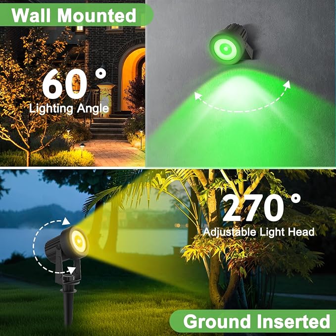 Solar Spotlights Outdoor Waterproof, RGB Landscape Spotlights, Christmas Decorative Solar Spot Lighting for Garden, Yard, Pathway, Lawn, Poolside, Party, 2-in-1 Mounted (RGB, 1 Pack)