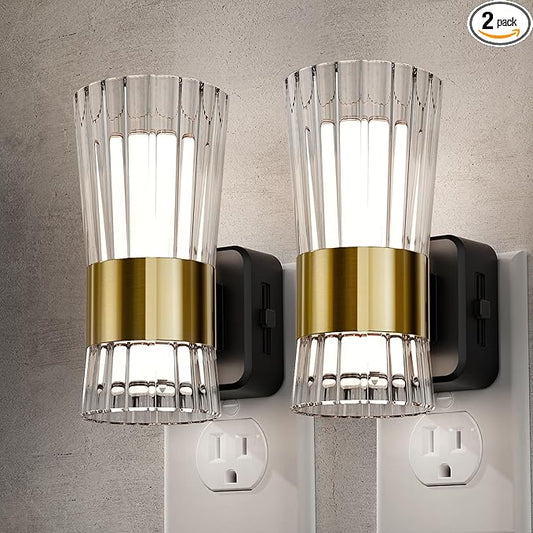 Briignite Decorative Night Lights Plug into Wall, Home Decor, Dusk to Dawn Light Sensor, Daylight White 5000K, 0-100LM Adjustable Brightness, Unique Design for Use in Bedroom, Hallways, 2 Pack