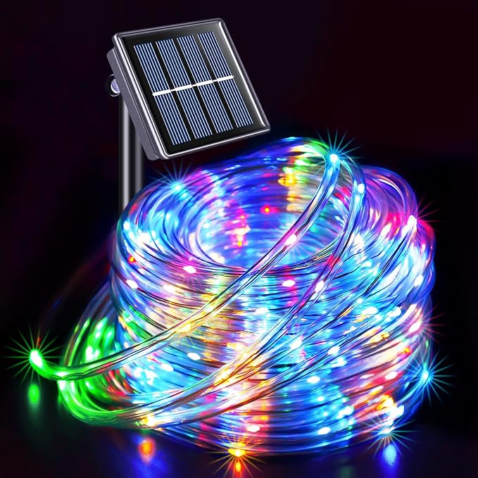 JMEXSUSS Trampoline Accessories 200 LED Trampoline Lights, 66ft IP 65 Waterproof Solar Rope Lights Outdoor, 8 Modes Solar Patio Light for Fence Garden Yard Backyard Tree Slide (Multicolor)