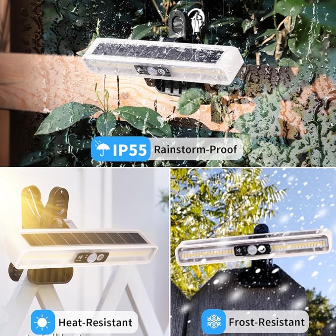Clip On Solar Motion Lights Outdoor Waterproof, 2 Pack Motion Sensor Outdoor Lights with 36 LEDs, 3000K, Portable Solar Powered Security Light for Fence Garage Camping(White)