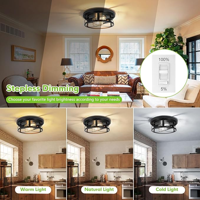 2 Pack Farmhouse Ceiling Light - Dimmable Rustic Black Flush Mount E26(not incude Bulb) Industrial Ceiling Modern Led Light for Hallway Bathroom Kitchen Bedroom (Black, 10 Inch)
