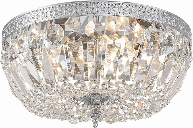 Crystorama 3 Light Clear Italian Crystal Flush Mount (Polished Chrome)