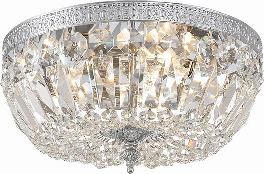 Crystorama 3 Light Clear Italian Crystal Flush Mount (Polished Chrome)