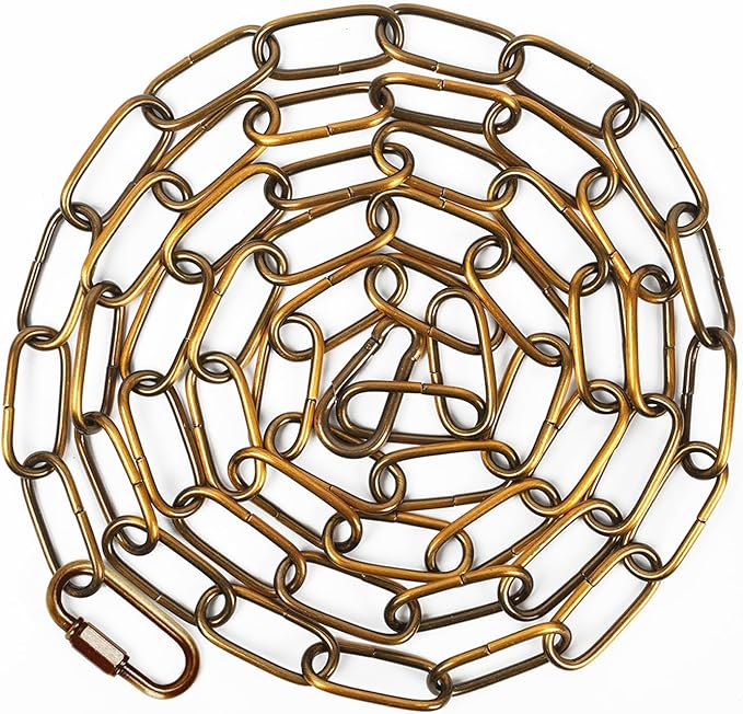garini 6 Feet Gold Bronze Light Fixture Chain, Adjustable Metal Pendant Chandelier Chain Extension with Detachable Link, Maximum Load is 66 Pounds,1 Pack