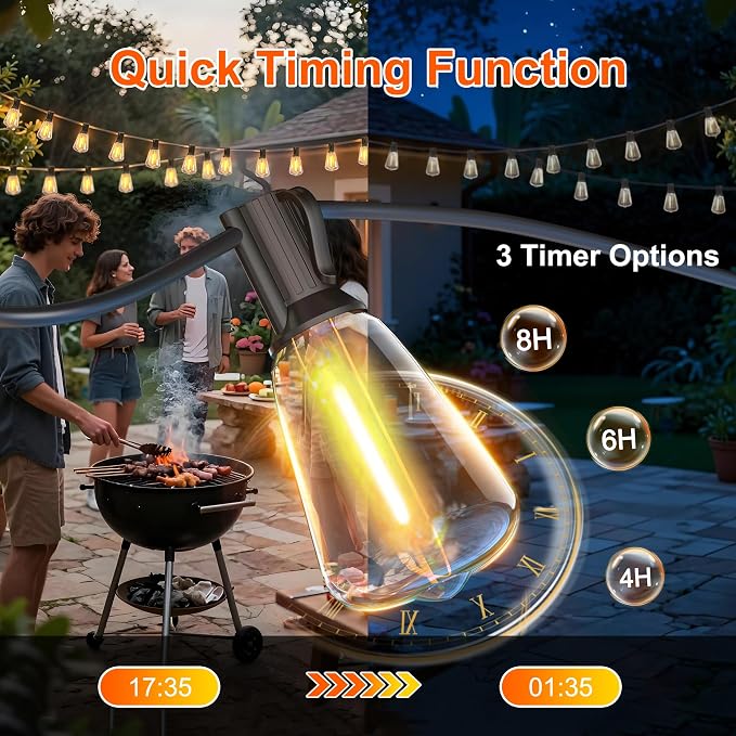 BLIATLUS 55FT Solar String Lights Outdoor Waterproof with Remote Control Solar Patio Lights 24+2 shatterproof LED ST38 Bulbs for Porch Garden Market Bistro Patio Backyard Fence