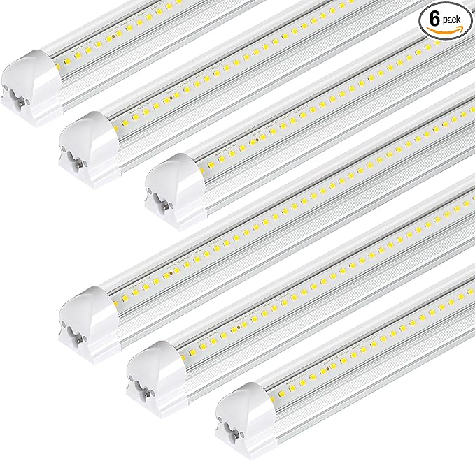 hykolity 30W 2FT LED Shop Light, 3500lm 6500K Super Bright White, Linkable Ceiling Light Fixture, V Shape Integrated T8 LED Tube Light with Built-in ON/Off Switch for Workbench, Cabinet, ETL, 6 Pack
