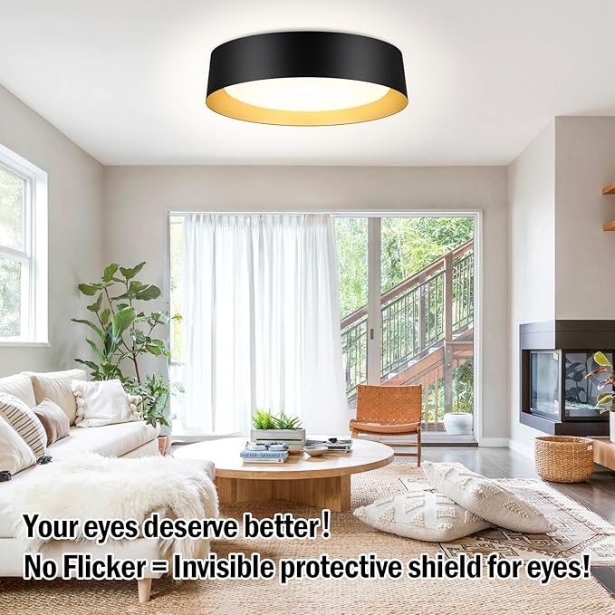 BrightHome 16in Flush Mount LED Ceiling Light, 30W(300W Equiv) 3000LM, 5CCT 2700K 3000K 4000K 5000K 6000K, Dimmable Modern Flush Mount Light for Bedroom, Bathroom, Hallway, Kitchen, White and Gold