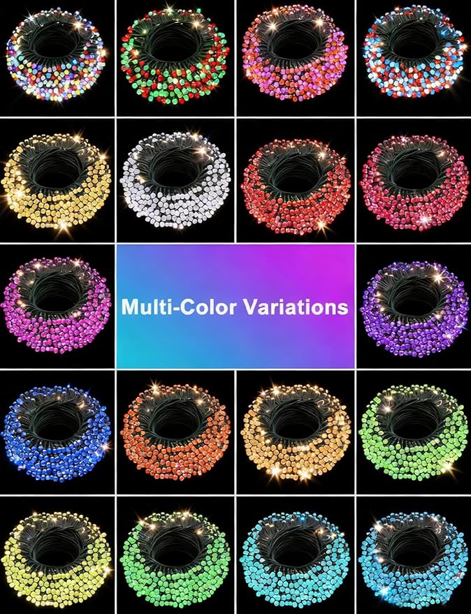 echosari Christmas Lights 33Ft RGB Color Changing IC, 100 LED Smart String Light with App Control, Music Sync Wreath Lights for Yard Garden Tree Decor (Dark Green Cable)