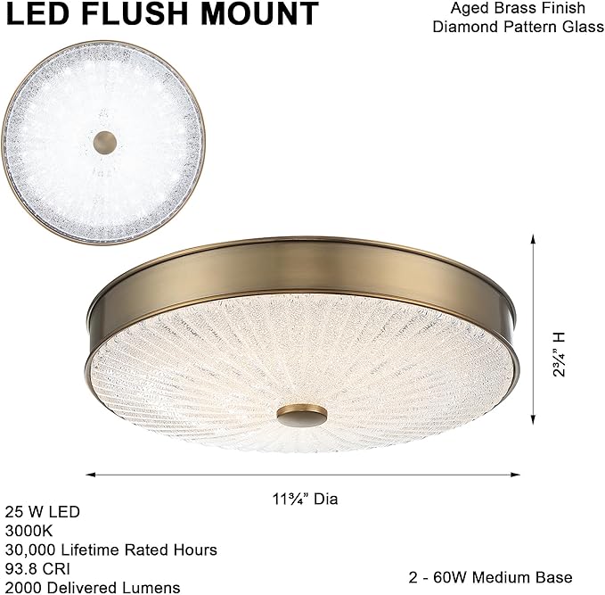 Minka Lavery 23963 11.75 in. 1-Light Aged Brass LED Flush Mount
