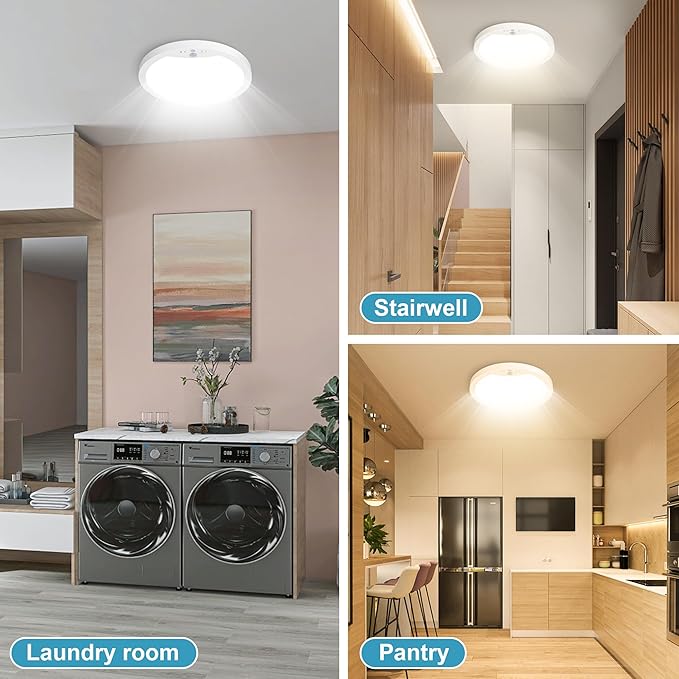 9Inch Motion Sensor Ceiling Light Hard-Wired, 20W Indoor Flush Mount LED Ceiling Light, 3000K 4000K 6000K 3CCT Adjustable for Closet Doorway Stairway Hallway, NOT Battery Operated