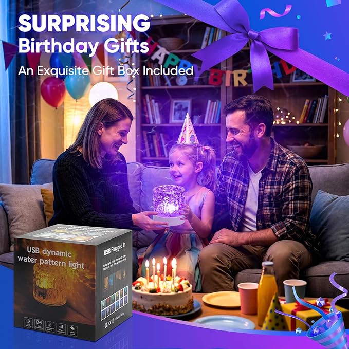 YXQUA Northern Lights Ocean Wave Projector Light, Galaxy Light Projector, 16 Colors Gradual Rotating Water Ripple Ambient Light Non-Wood, Aurora Projector for Sleeping, Home Theater, Party (Plug in)