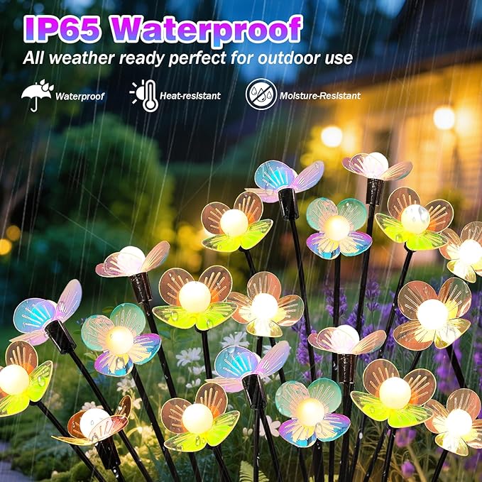 MRHEPHAESTUS Solar Garden Lights, 6 Pack 36 LED Solar Swaying Flower Light, Waterproof Firefly Lights Outdoor Fairy Light for Garden Patio Yard Pathway Flower Bed Decoration