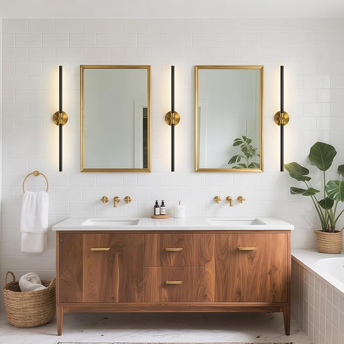 31" Black and Gold Vanity Light Bathroom Light Fixtures Over Mirror, 360° Rotatable LED Brushed Gold and Black Vanity Lights for Bathroom,18W 4000K Modern Vanity Light Bar for Bedroom Hallway Entryway