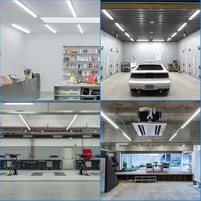 CNSUNWAY 2FT LED Shop Light, 24W 3600LM 5000K Daylight, T8 Integrated LED Light Fixture, D-Shape High Output, Linkable Shop Lights for Workbench, Kitchen, Basement, ETL Listed (6-Pack)