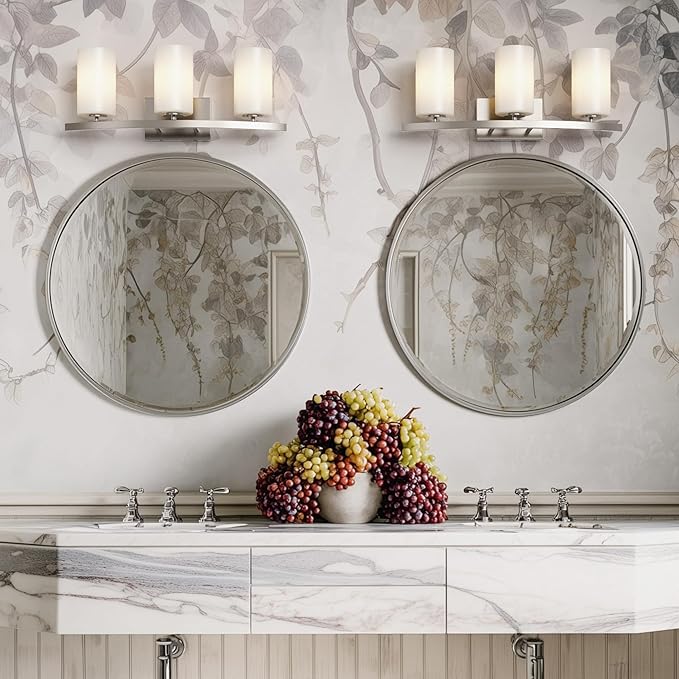 Tawson Talos 3-Light Vanity Light in Brushed Nickel with Satin Etched Glass Shade for Hallway, Entryway, Passway, Dining Room, Bathroom, Garage, Kitchen, Balcony, Living Room