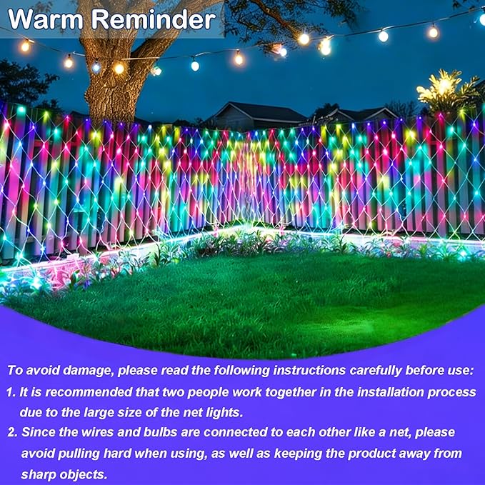 204 LED Net Lights, 35 Colors Changing Christmas Net Lights Outdoor, 9.8ft x 6.6ft Connectable Bush Mesh Light Clear Wire for Halloween Christmas Tree Holiday Wedding Party Gazebo Patio Decor