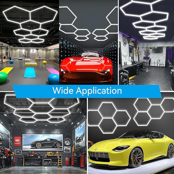 LZHOME Hexagon 5000K LED Garage Lights: 25 Pack Updated 1.31-inch Wider Size, 26300LM Super Bright Hex Lighting Ceiling LED Shop Light for Garage, Car Detailing, Workshop, Warehouse, Gym, Basement