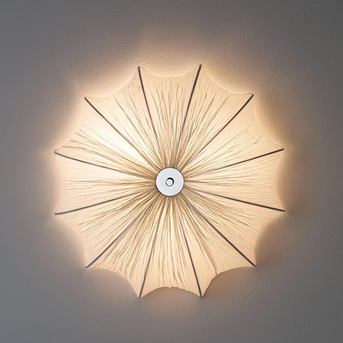 Possini Euro Design Planetarium Modern Close to Ceiling Light Flush Mount Fixture 21" Wide Chrome White Fabric Scalloped Bowl Shade for Bedroom Hallway Living Room Dining Room Bathroom Kitchen