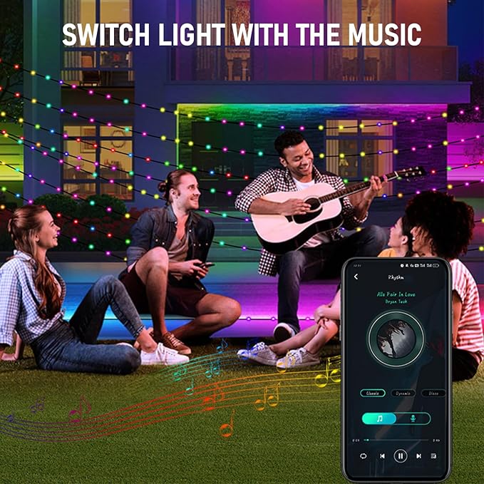 Lemical USB Smart Fairy String Lights 33FT 100 LED DIY Twinkle Lights with App & 40-Key Remote Control IP65 Waterproof 64 Scenes Music Sync RGB IC Lights for Bedroom, Christmas, Parties, Decoration