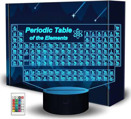 Ammonite Periodic Table of Elements Night Light, Tabla Periodica 3D lamp 16 Color Changing with Remote Control and Timer, School Supplies and Classroom Kids Room Decor, Chemistry Gifts for Students