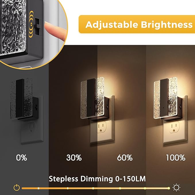 L LOHAS LED Night Light Plug into Wall, 0-100LM Dimmable Night Light with Dusk to Dawn Sensor, Decorative Plug in Night Lights for Bathroom, Hallway, Bedroom, Stairway, 1 Pack