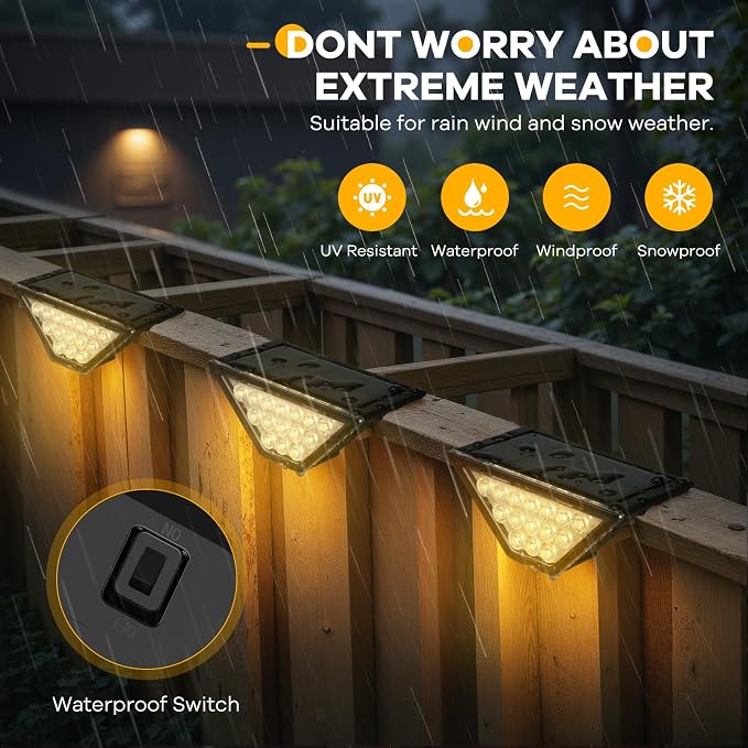 BKBB PPBB Solar Step Lights for Outside, Solar Stair Lights Outdoor Waterproof, Deck Step Lights for Fence, Patio, Yard, Porch, Front Door, Sidewalk, Garden, Patio Decor (10, Warm White)