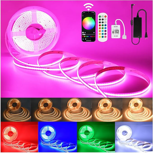 RGBW COB Led Light Strip 32.8FT/10M, 12mm Flexible Led Tape Light 6720LEDs, 24V/8A, COB Led Light 3000K/5000K Dimmable, Bright Smart Led Strip Lights for Bedroom, TV Backlight