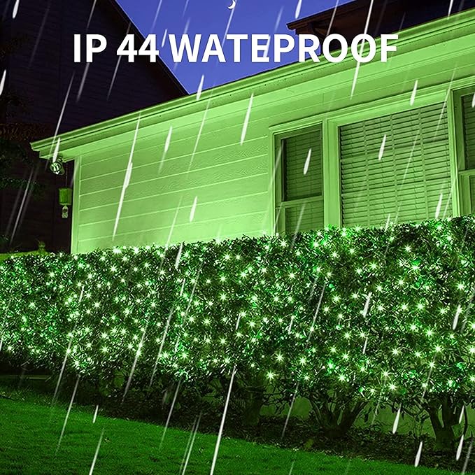 Dazzle Bright Christmas Net Lights, 360 LED 12FT x 5 FT Transparent Wire Waterproof Connectable String Lights with 8 Modes Christmas Outdoor Lights for Bushes Garden Party Holiday Decoration (Green)