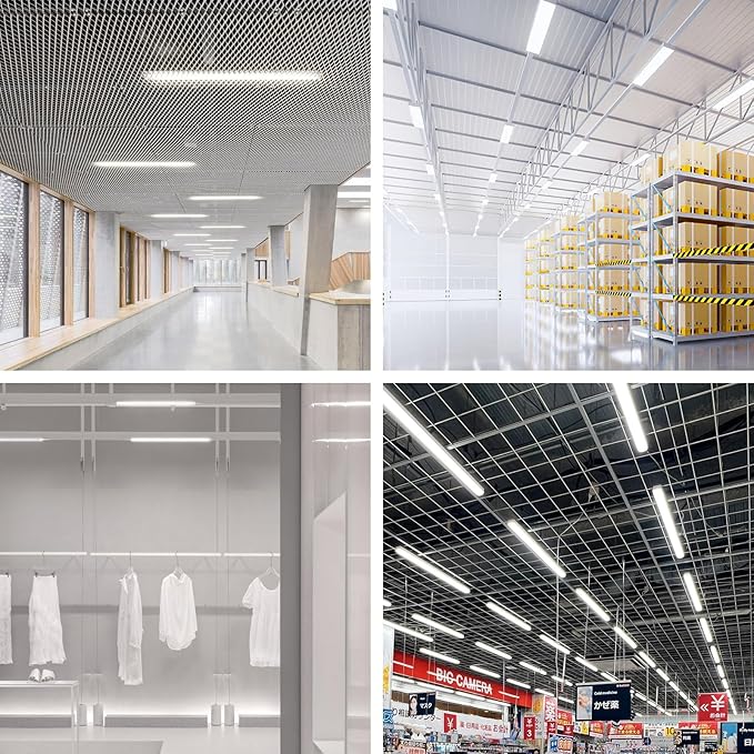 4-Pack 4FT LED Batten, Close to Ceiling Light fixtures, 40W, Ultra-Thin Day Light, 4000K, IP20, LED Ceiling Light for Garage, Stores, Warehouse, Office, Corridor, supermarkets, etc.