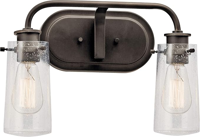 KICHLER Braelyn 14.75" 2 Light Vanity Light with Clear Seeded Glass Olde Bronze®