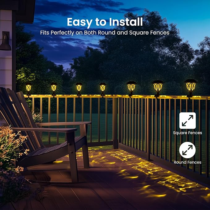 Solar Fence Lights Outdoor Waterproof, Led Solar Lights Outdoor for Chain Link Fence, Trampoline, Step, Stairs, Yard and Pathway, Warm White 6 Pack