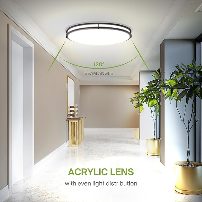 ASD LED 32" Oval Flush Mount Lighting, Close to Ceiling Light Fixture | 3CCT, Dimmable, Energy Star, ETL Listed | 45W 3750LM 3000-5000K 100-277V | Low Profile Double Ring Lamp | Dark Bronze, 2 Pack