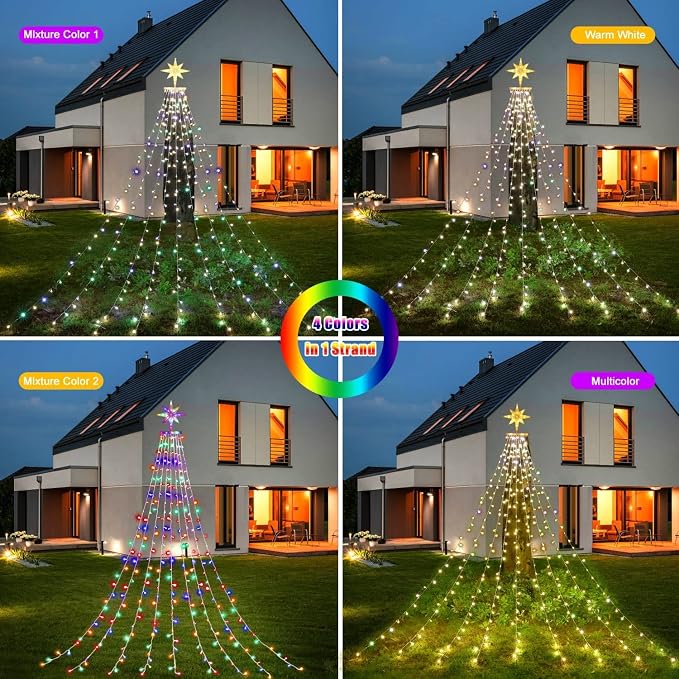 Christmas Decoration Dipper Star String Lights,320 LED Color Changing Christmas Tree Lights 8 Modes & Waterproof for Xmas Party Wedding Patio New Year Holiday