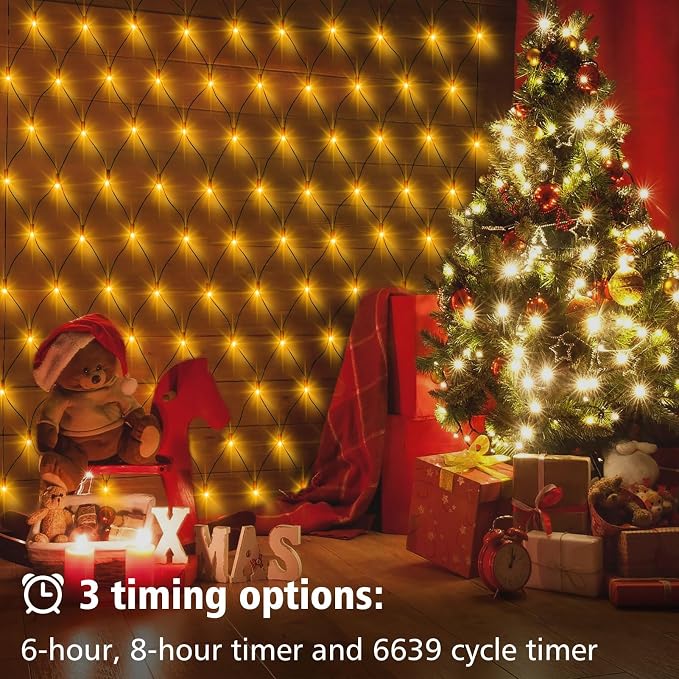 echosari Net Lights Battery Operated, 100 LED Dual Color Changing Bush Lights 5X 5Ft Christmas Net Light with Remote for Garden Shrub Bush Fence Decor (Warm White & Multicolor)