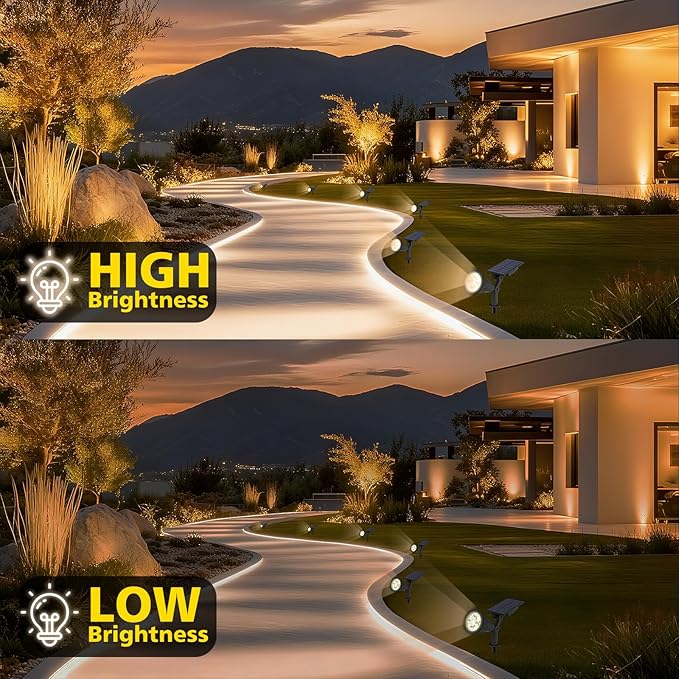 T-SUN Solar Spotlights Outdoor, IP65 Waterproof Dusk to Dawn Solar Lights, Adjustable Solar Lights for Tree, Patio, Yard, Garden, Driveway, Pool Area (Natural White-2Pack)