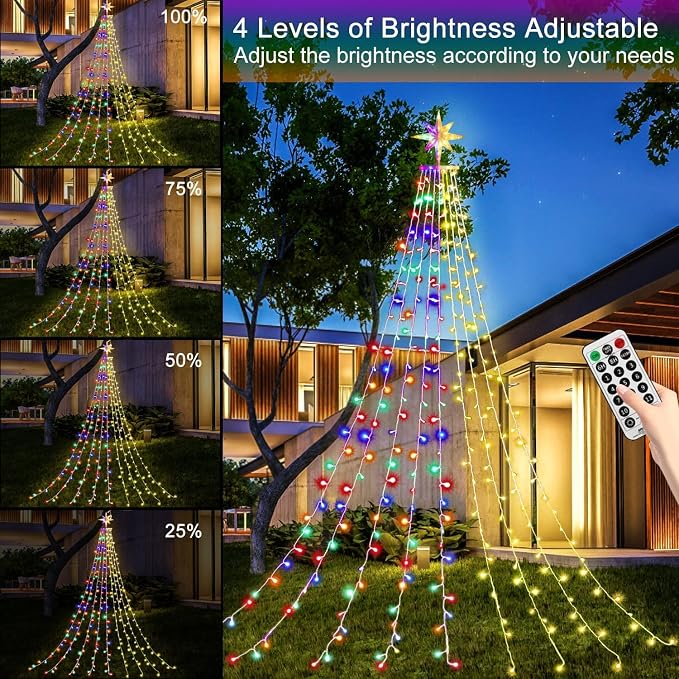 Christmas Decoration Dipper Star String Lights,320 LED Color Changing Christmas Tree Lights 8 Modes & Waterproof for Xmas Party Wedding Patio New Year Holiday