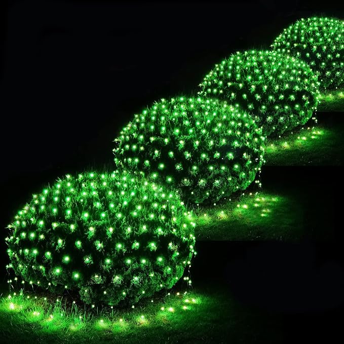 Christmas Net Lights Outdoor, 360 LED 21ft x 5ft Large Net Mesh String Lights 8 Modes, Twinkle Lights Connectable Plug in for Bushes Hedge Yard Garden Party Decor, Green