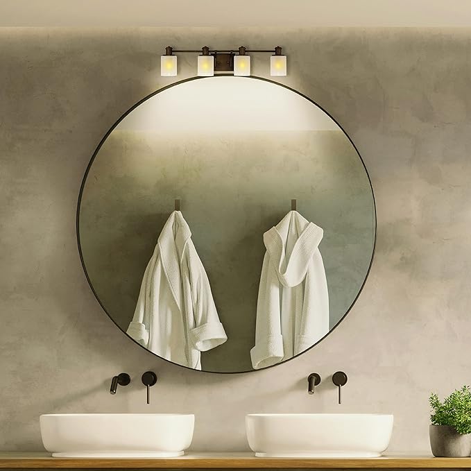 Generation Lighting 4-Light Norwood Traditional Bath Fixture Wall Lamp Bronze 4439804-710 | Bathroom Light Fixture for Home Decor | Wall Sconce Vanity Light Fixture and Bathroom Accessory