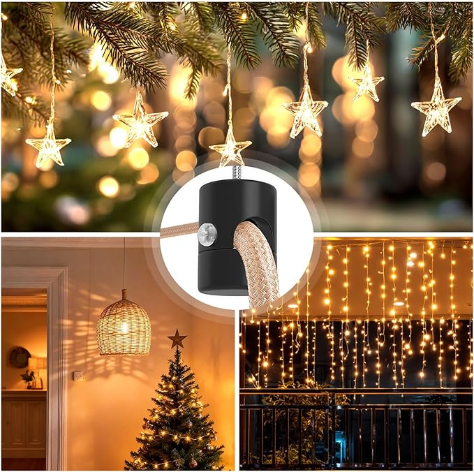 Upgrade 0.46’’ Big Hole Ceiling Hooks for Hanging Lights，Aluminum Ceiling Hook for Light Fixture, Black Adjustable Swag Hook, Pendant Lights Hook, Swag Hooks for Hanging Lamp Shades (6 Pack)