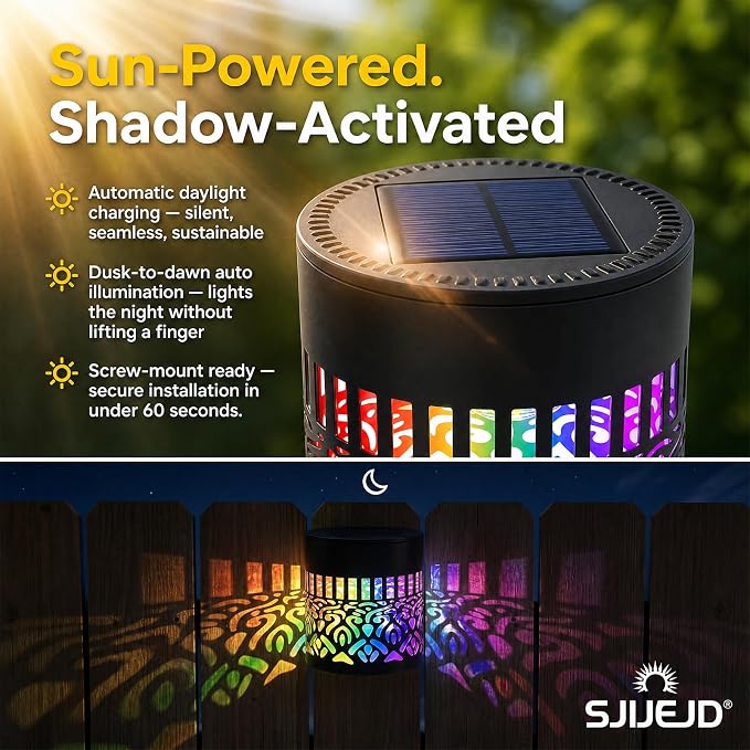 2026 New Seven-Color Changing Solar Mandala Projection Wall Light IP65 Water Proof Decorative Mandala Lights Outdoor Metal Fence Lights for Yard Garden Post Patio Backyard Decor (2pcs)